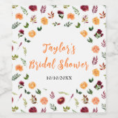 秋ブルゴーニュ&オレンジフローラブライダルシャワー ワインラベル (シングルラベル)