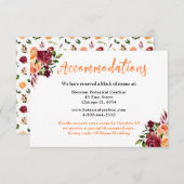 秋ブルゴーニュ・オレンジ結婚フローラの宿泊施設 エンクロージャーカード (正面/裏面)