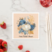 秋ブルーとオレンジカボチャ結婚牡丹 スタンダードカクテルナプキン (インサイチュ)