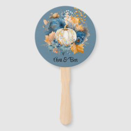 秋ブルーとオレンジカボチャ結婚牡丹 ハンドファン