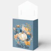 秋ブルーとオレンジカボチャ結婚牡丹 フェイバーボックス (見開き)