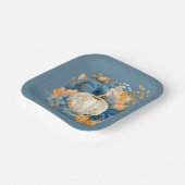 秋ブルーとオレンジカボチャ結婚牡丹 ペーパープレート (傾斜あり)