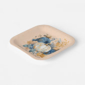 秋ブルーとオレンジカボチャ結婚牡丹 ペーパープレート (傾斜あり)