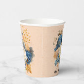 秋ブルーとオレンジカボチャ結婚牡丹 紙コップ (右)