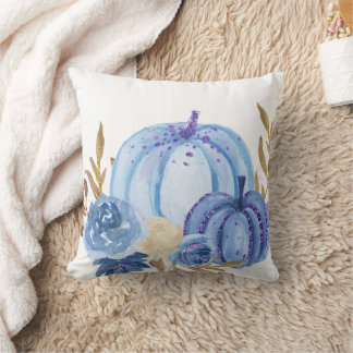秋ブルーウォーターカラーパンプキンス装飾用クッション クッション