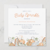 秋ブルーオレンジウォーターカラーカボンプキンスベビー散布機 招待状 (正面)