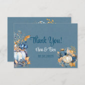 秋ブルーオレンジカボンプキンピーニー結婚ズ サンキューカード (正面/裏面)