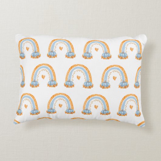 秋ブルーカボチャとレインボーズアクセントピロー アクセントクッション (裏面)