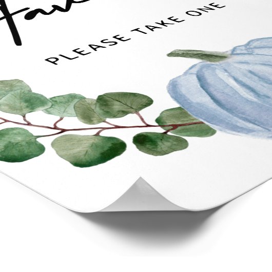 秋ブルーカボチャは少年の赤ちゃんシャワーのサインを引き立てる ポスター (角)