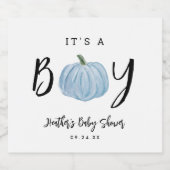 秋ブルーカボチャ男の子のシャワーのお願い スパークリングワインラベル (シングルラベル)