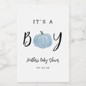 秋ブルーカボチャ男の子のシャワーのお願い ワインラベル (シングルラベル)