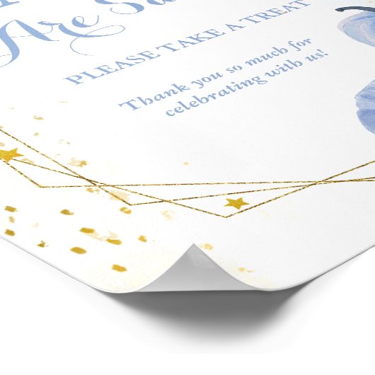 秋ブルーカボチャ男の子の赤ちゃんシャワーお気に入りのサイン ポスター (角)