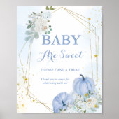 秋ブルーカボチャ男の子の赤ちゃんシャワーお気に入りのサイン ポスター (正面)