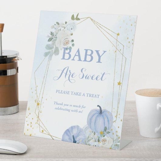 秋ブルーカボチャ男の子の赤ちゃんシャワーお気に入りのサイン 台座サイン (インサイチュ)