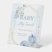 秋ブルーカボチャ男の子の赤ちゃんシャワーお気に入りのサイン 台座サイン (正面)