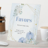 秋ブルーカボチャ男の子の赤ちゃんシャワー好意サイン 台座サイン (インサイチュ)