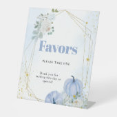 秋ブルーカボチャ男の子の赤ちゃんシャワー好意サイン 台座サイン (正面)