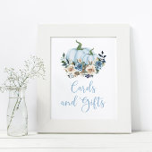 秋ブルーカボチャ男の子シャワーカードとギフト ポスター