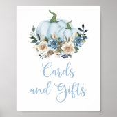 秋ブルーカボチャ男の子シャワーカードとギフト ポスター (正面)