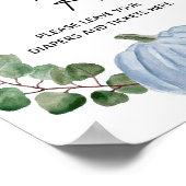 秋ブルーカボチャ男の子ベビーシャワーオムツラッフル ポスター (角)