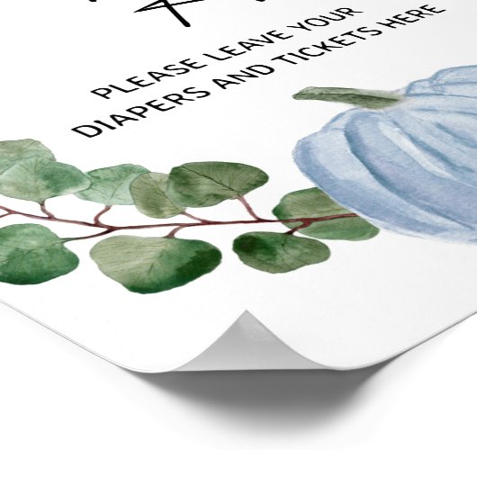 秋ブルーカボチャ男の子ベビーシャワーオムツラッフル ポスター (角)