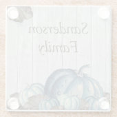 秋ブルーカボチャ素朴キュートグレーウッド ガラスコースター (裏面)