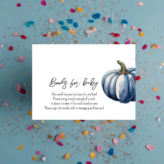 秋ブルーカボチャ赤ちゃんシャワーブックベビー エンクロージャーカード