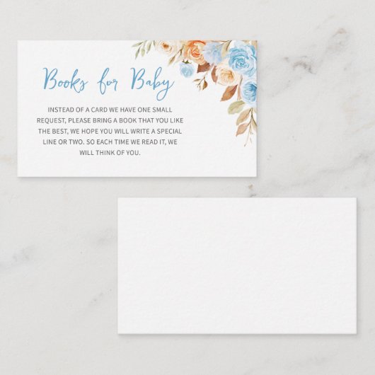 秋ブルーカボチャ赤ちゃんシャワーブックベビー エンクロージャーカード (正面/裏面)