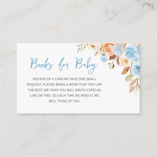 秋ブルーカボチャ赤ちゃんシャワーブックベビー エンクロージャーカード (正面)