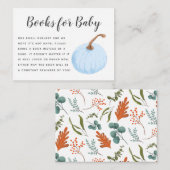 秋ブルーカボチャ赤ちゃんシャワーブックリクエスト エンクロージャーカード (正面/裏面)