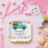 秋ブルートラックオレンジカボンプキンボーイズ誕生日 ペーパープレート (パーティー)