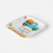 秋ブルートラックオレンジカボンプキンボーイズ誕生日 ペーパープレート (傾斜あり)