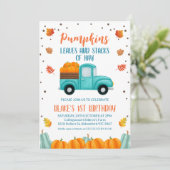 秋ブルートラックオレンジカボンプキンボーイズ誕生日 招待状 (スタンド正面)