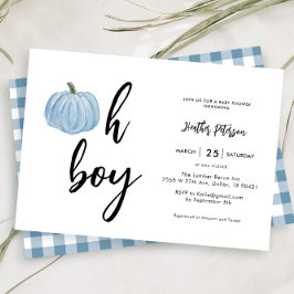 秋ブルーパンプキンオーボーイベビーシャワー招待状 招待状