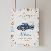 秋ブルーパンプキントラックベビーシャワーウェルカムサイン フォトプリント           