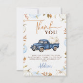 秋ブルーパンプキントラックリトルパンプキンベビーシャワー サンキューカード (正面)