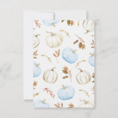 秋ブルーパンプキントラックリトルパンプキンベビーシャワー サンキューカード (裏面)