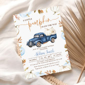 秋ブルーパンプキントラックリトルパンプキンベビーシャワー 招待状