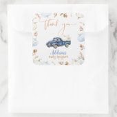 秋ブルーパンプキントラック赤ちゃんシャワー優先ステッカー スクエアシール (バッグ)