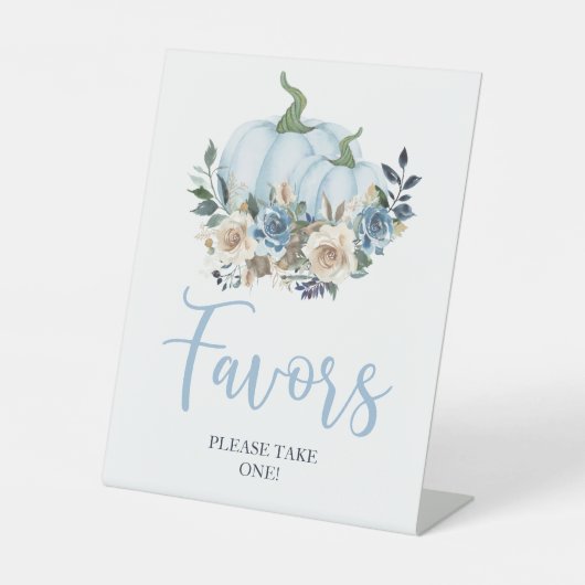 秋ブルーパンプキンフローラボーイシャワーの好意 台座サイン (正面)