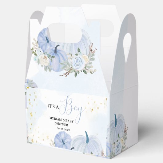 秋ブルーパンプキンフローラボーイベビーシャワー フェイバーボックス (オープン)