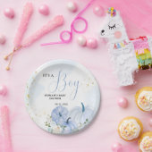 秋ブルーパンプキンフローラボーイベビーシャワー ペーパープレート (パーティー)