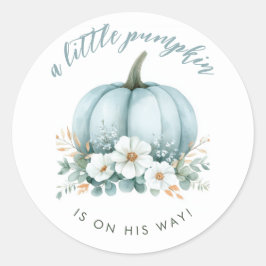 秋ブルーパンプキンフローラユーカリプタスベイビーシャワー ラウンドシール