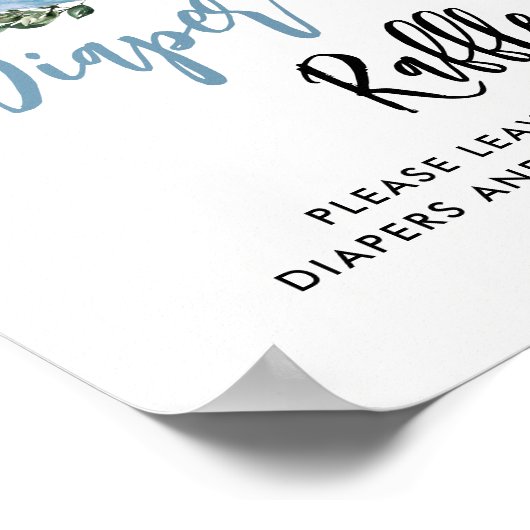 秋ブルーパンプキンベビーシャワーおむつラッフルサイン ポスター (角)