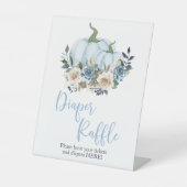 秋ブルーパンプキンボーイシャワーおむつラッフルサイン 台座サイン (正面)