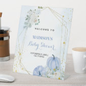 秋ブルーパンプキンボーイベビーシャワーウェルカムサイン 台座サイン (インサイチュ)