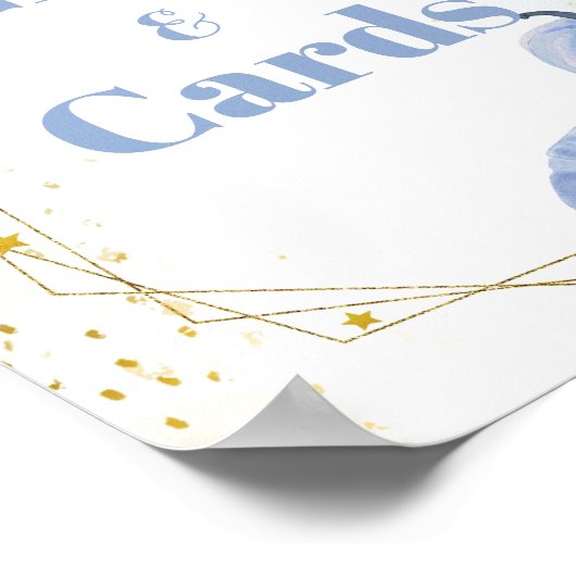 秋ブルーパンプキンボーイベビーシャワーギフト&カードサイン ポスター (角)