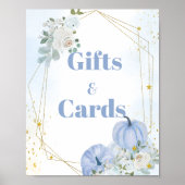 秋ブルーパンプキンボーイベビーシャワーギフト&カードサイン ポスター (正面)