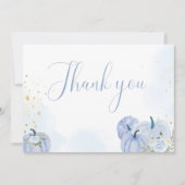 秋ブルーパンプキンボーイベビーシャワーサンキューカード 案内状 (正面)