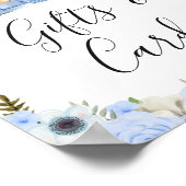 秋ブルーフローラパンプキントラックベビーシャワーサイン ポスター (角)